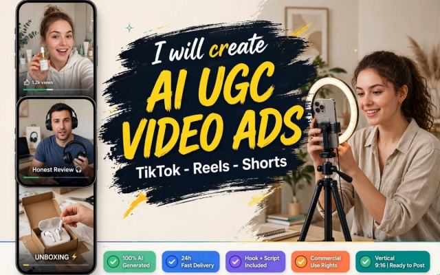 I will create AI UGC video ads for your product and brand